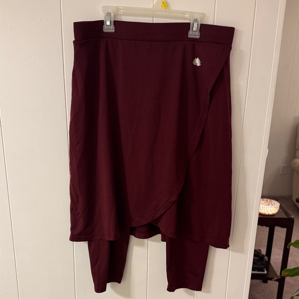 Maroon Faux Wrap Snoga 22” Skirt with 3/4 Length Leggings